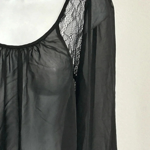 Women’s Large Black Sheer Blouse Mesh Whimsigoth Vixen Dark Romantic Witchy Goth - Picture 6 of 15